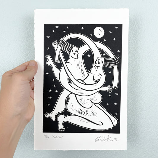 "Embrace" Linocut Print