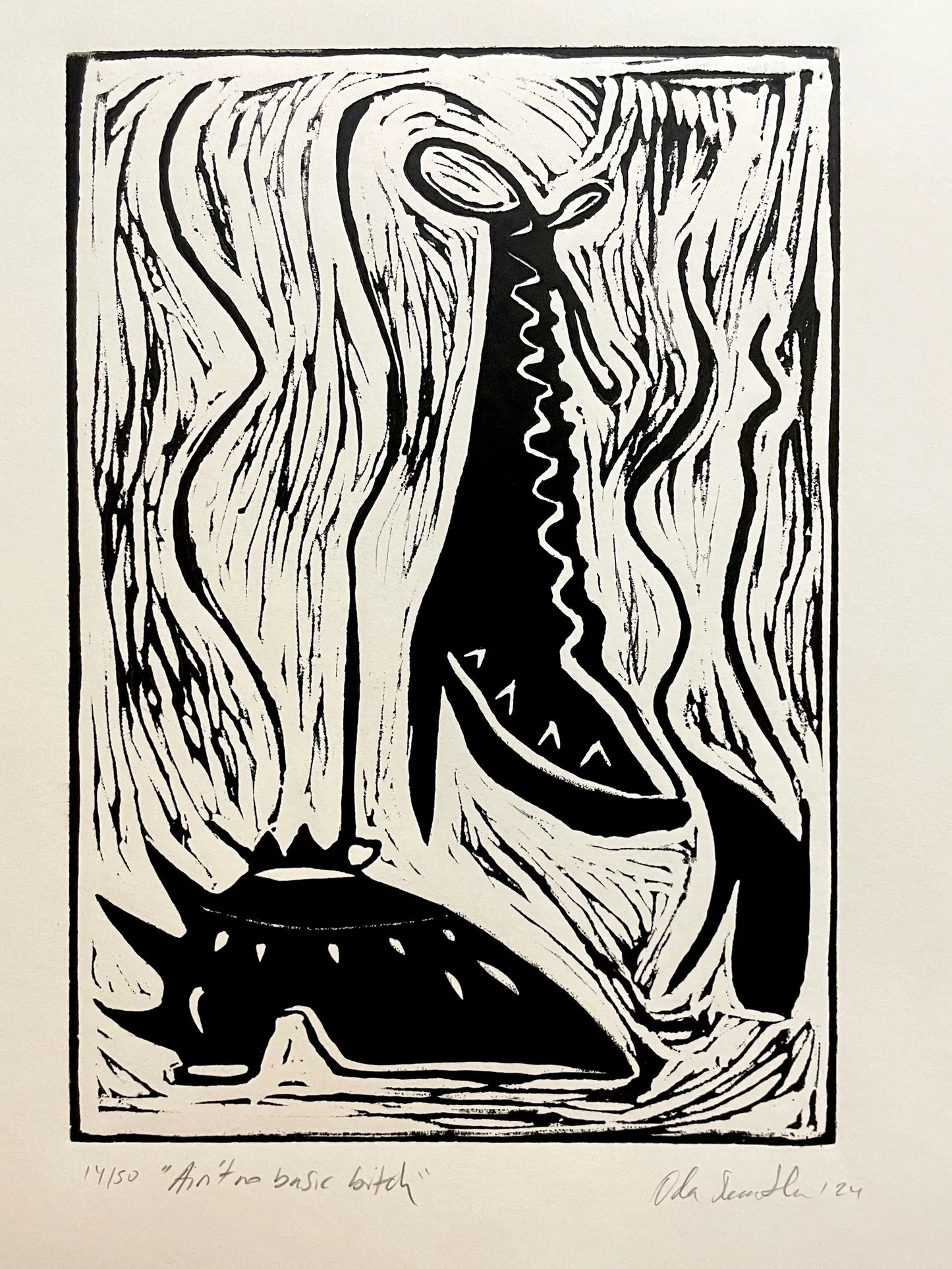 "Ain´t no basic bitch" Linocut Print