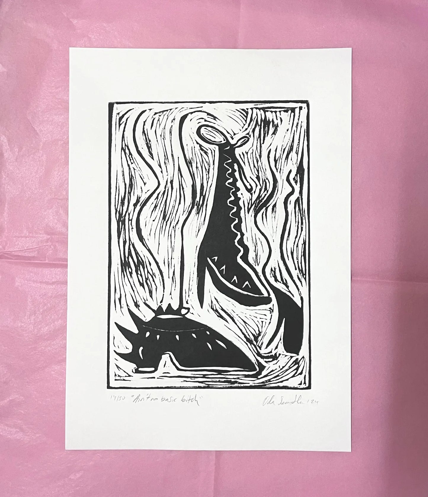 "Ain´t no basic bitch" Linocut Print