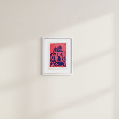 "Burning House" Linocut Print