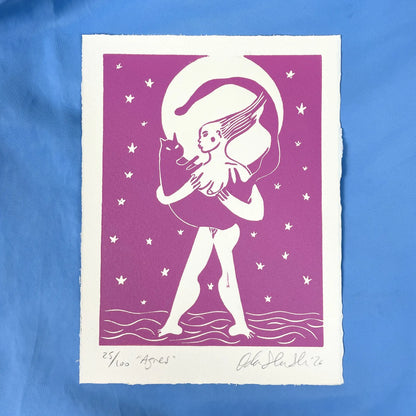 "Agnes" Linocut Print