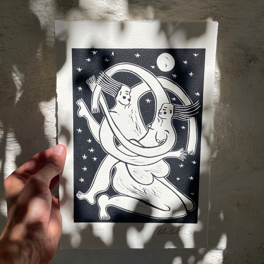 "Embrace" Linocut Print
