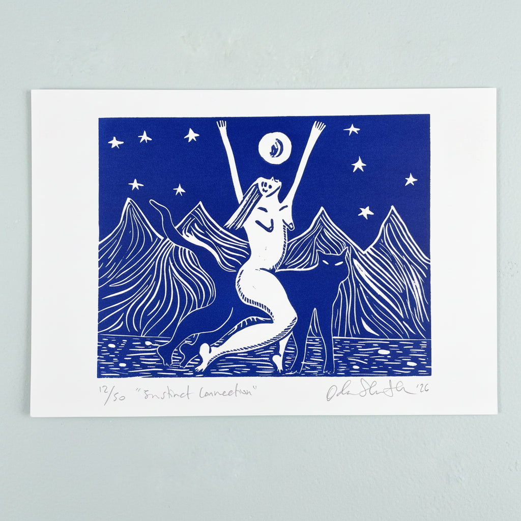 "Instinct Connection" Linocut Print