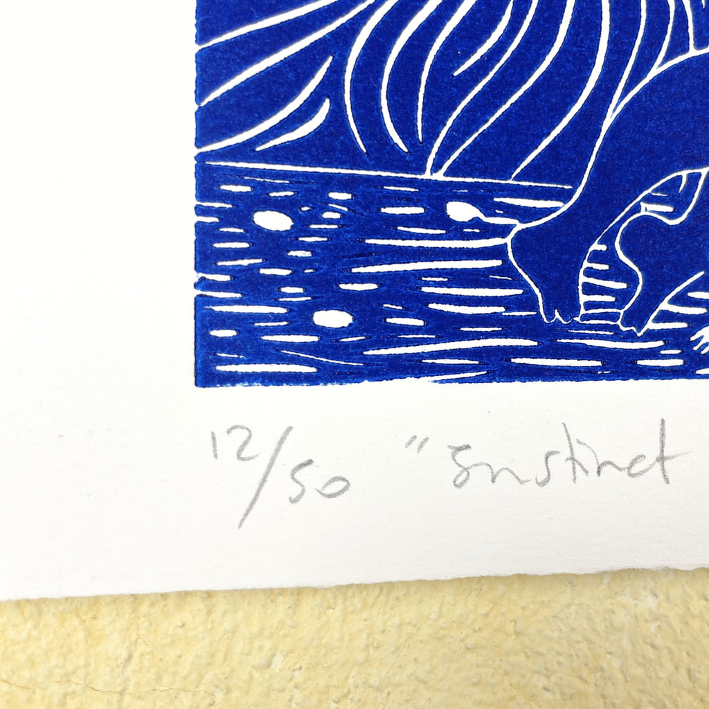 "Instinct Connection" Linocut Print