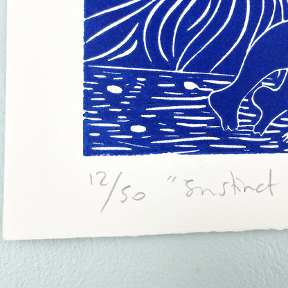 "Instinct Connection" Linocut Print