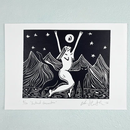 "Instinct Connection" Linocut Print