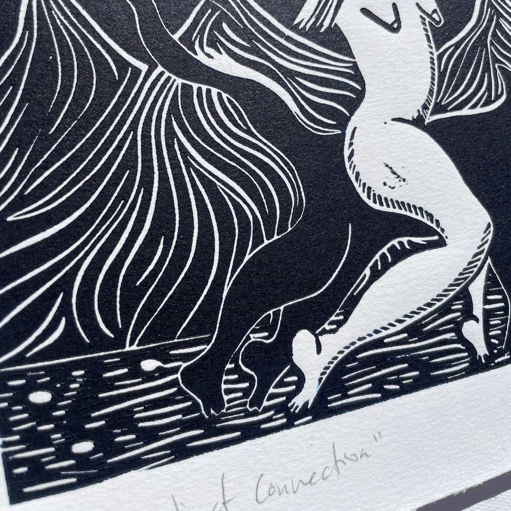 "Instinct Connection" Linocut Print
