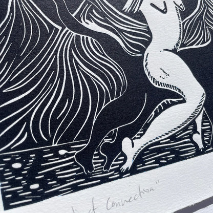 "Instinct Connection" Linocut Print