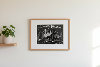 "Moonsnatchers" Linocut Print
