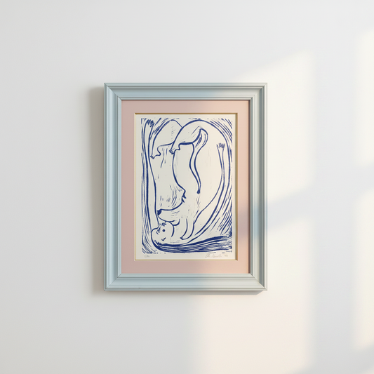 "Trapped in the Format" Linocut Print