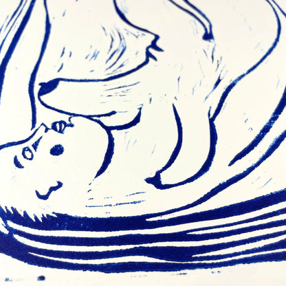"Trapped in the Format" Linocut Print