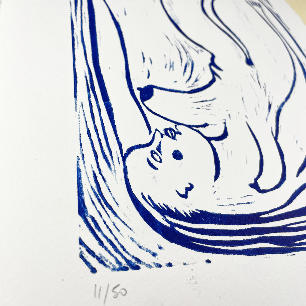 "Trapped in the Format" Linocut Print