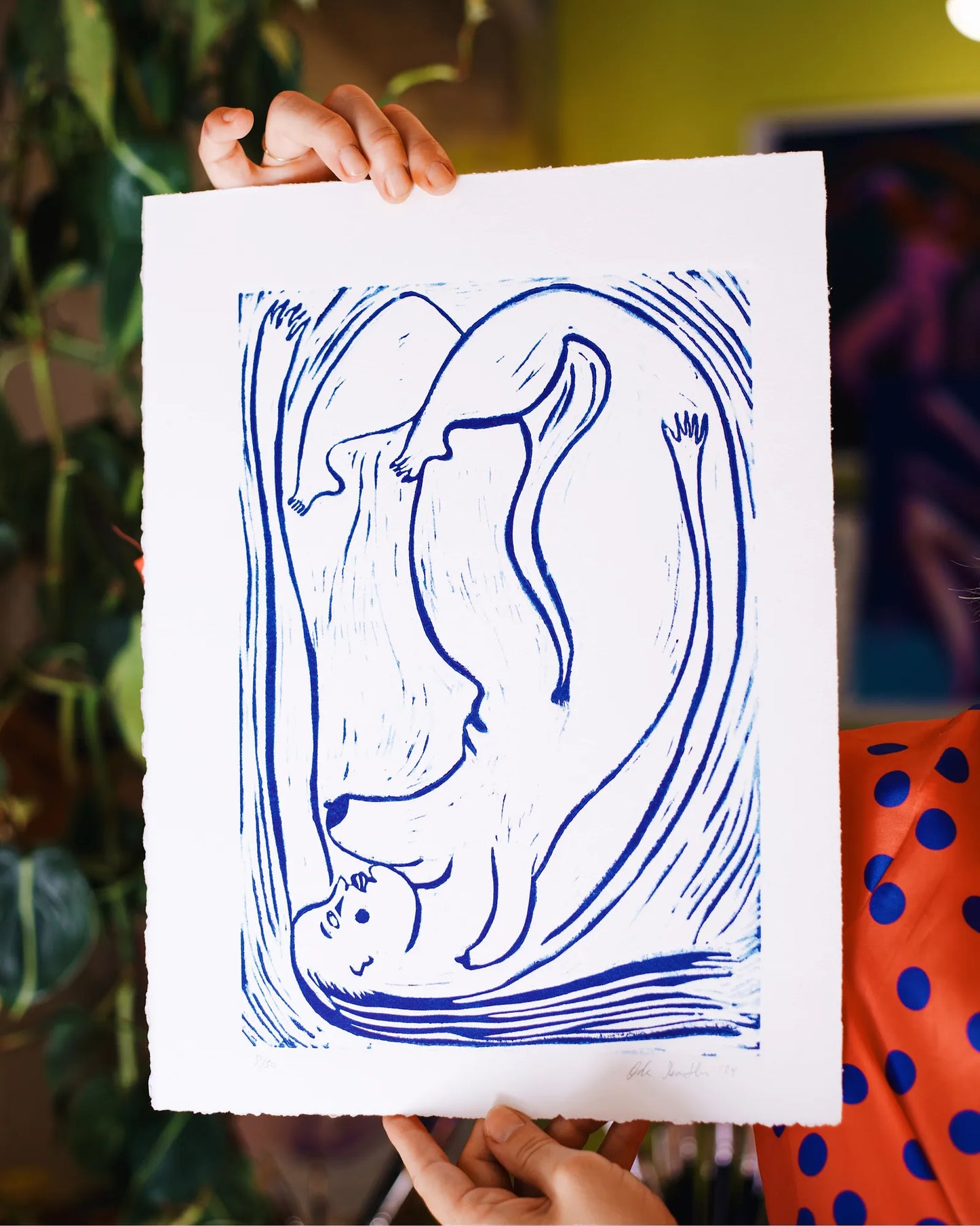 "Trapped in the Format" Linocut Print