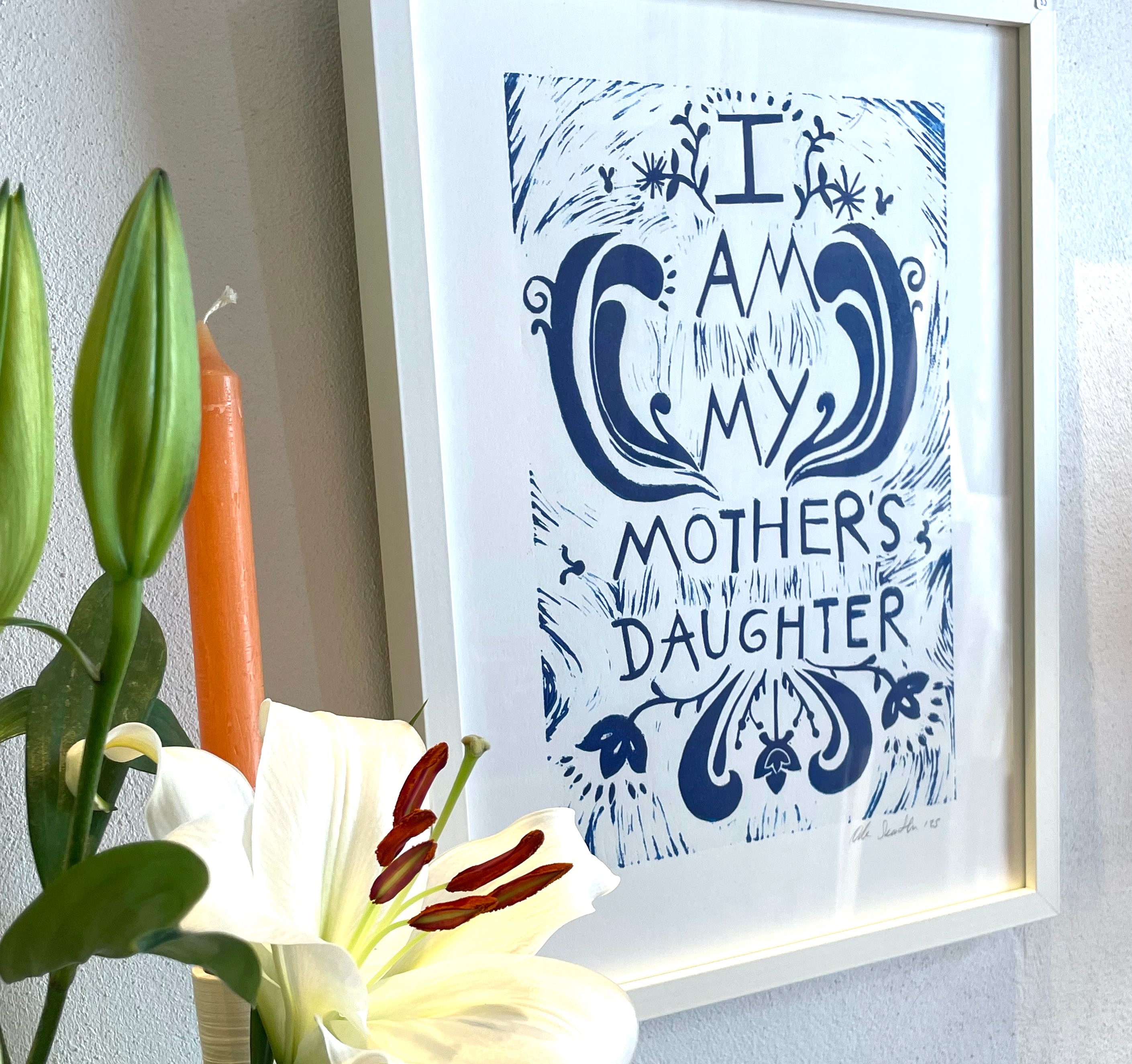 "I AM MY MOTHER'S DAUGHTER" Linocut Print