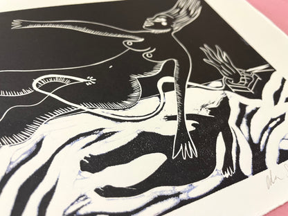 "Tiny Tears" linocut print