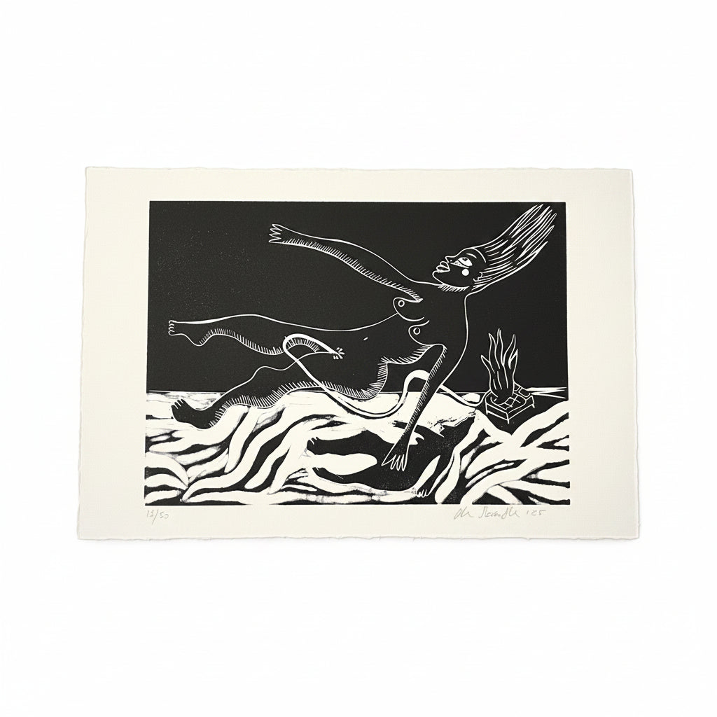 "Tiny Tears" linocut print
