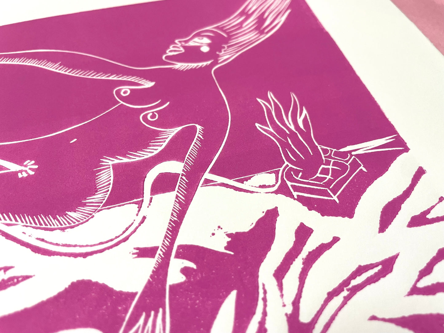 "Tiny Tears" linocut print