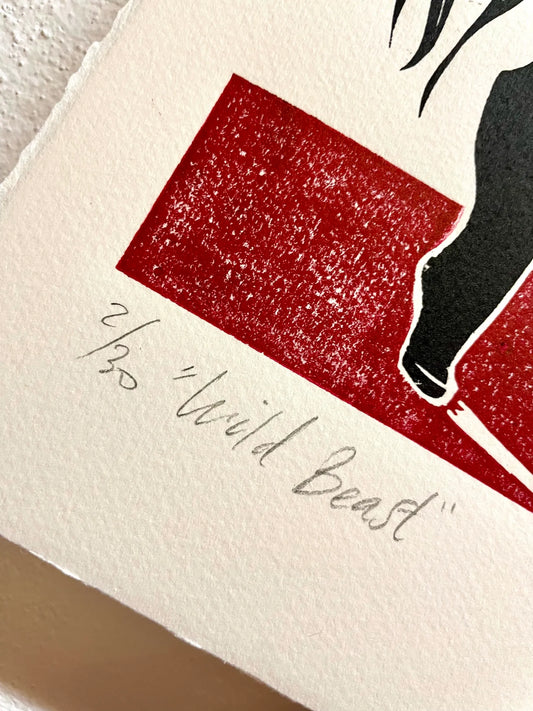 "Wild Beast" Linocut Print