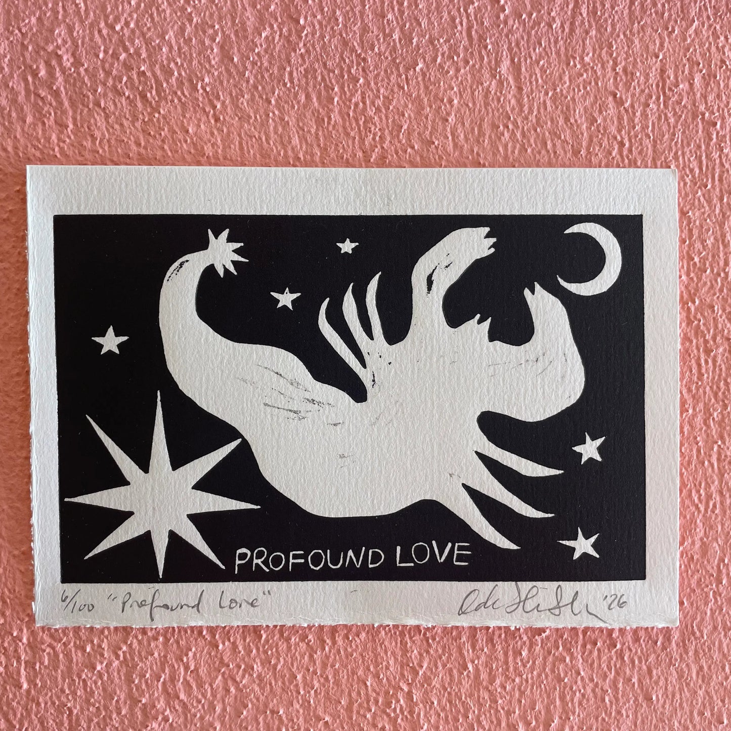"Profound Love" linocut print