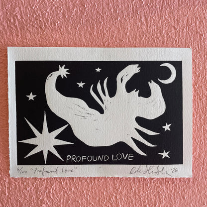 "Profound Love" linocut print