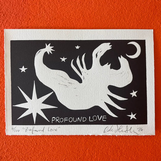 "Profound Love" linocut print